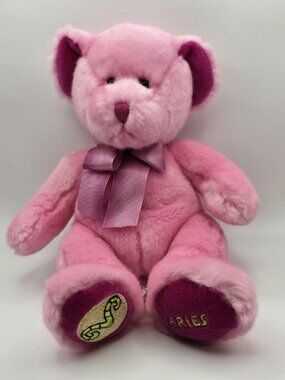 Russ Berrie Company Aries Zodiac Bear Pink Stuffed Animal Toy
